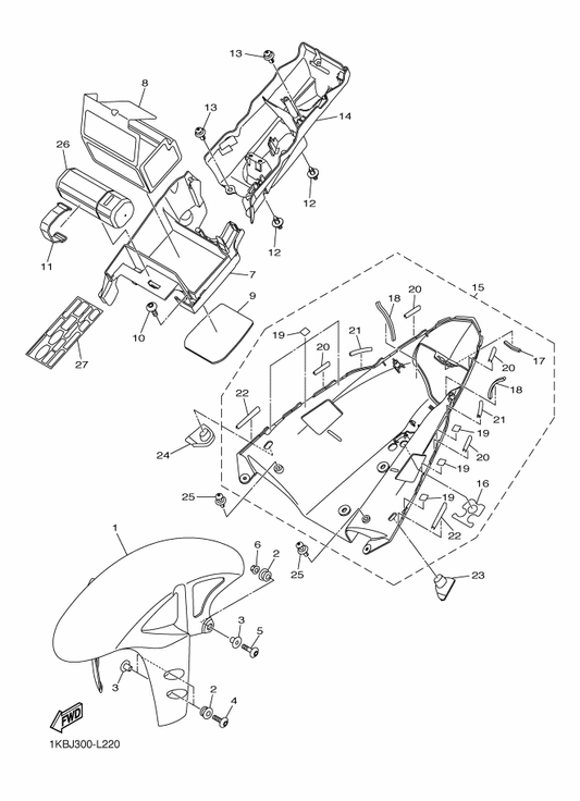 Yamaha 3CV-28372-00 . Damper — shown on the Fender parts diagram