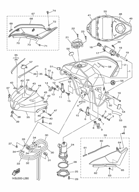 Yamaha 90110-06378 Bolt, Hexagon Socket Head — shown on the Fuel Tank parts diagram