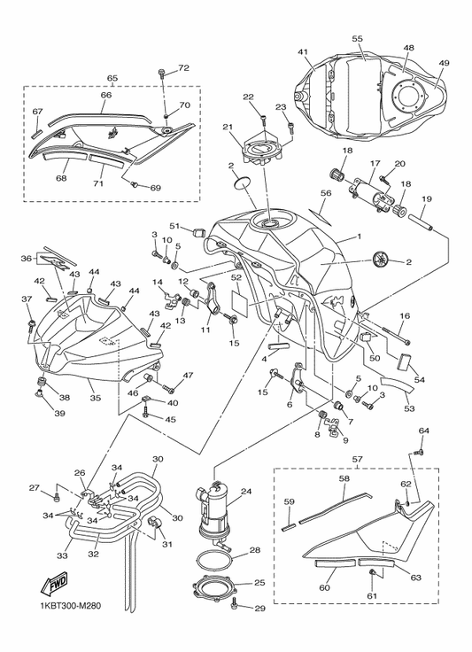 Yamaha 39P-24602-10 Cap Assy — shown on the Fuel Tank parts diagram