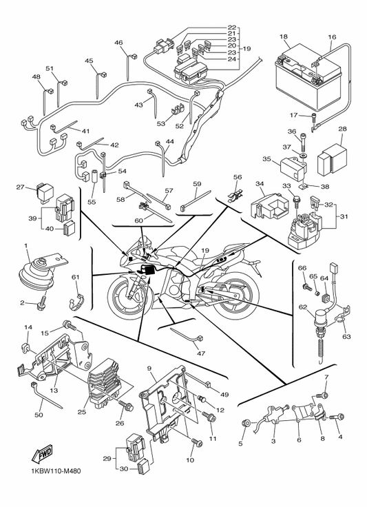 Yamaha 90111-06119 Bolt, Hexagon Socket Button — shown on the Electrical 2 parts diagram