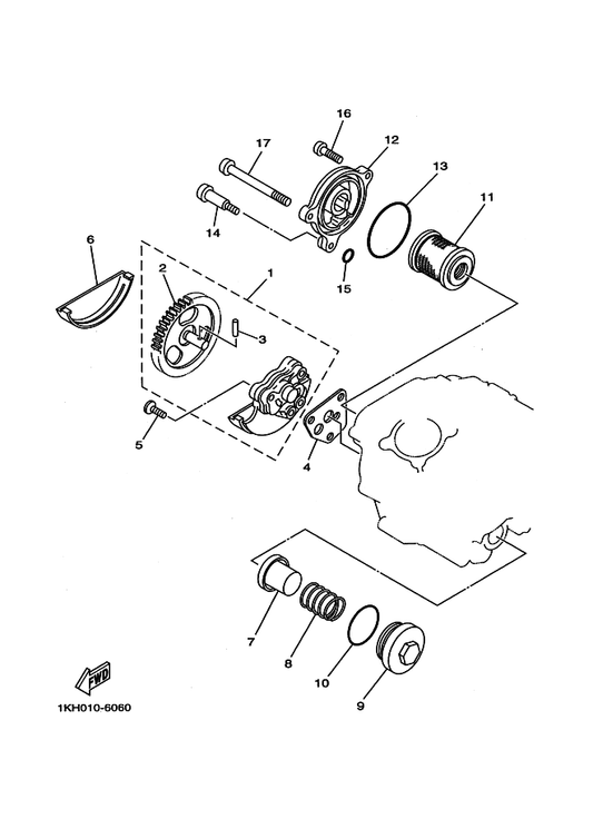 Yamaha 98507-06075 Screw, Pan Head — shown on the Oil Pump parts diagram