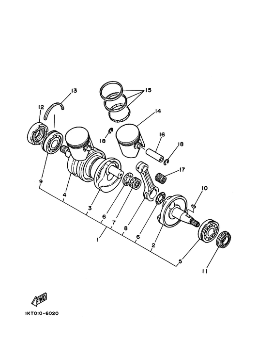Yamaha 93306-20578 . ベアリング — shown on the クランクシヤフト. ピストン parts diagram