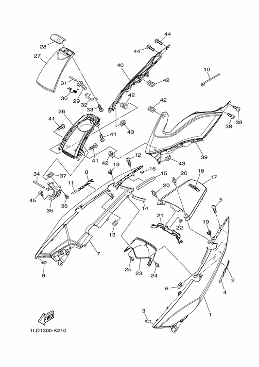 Yamaha 4B5-2173D-10 Emblem 3D — shown on the Side Cover parts diagram