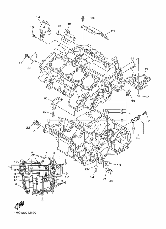 Yamaha 93210-16314 O-Ring — shown on the Crankcase parts diagram