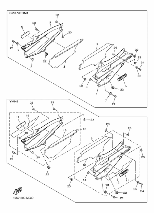 Yamaha 3P6-21721-00-P3 Cover, Side 2 — shown on the Side Cover parts diagram
