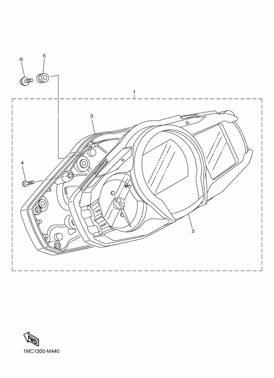 Yamaha 1MD-83500-10 Speedometer Assy (Mph) — shown on the Meter parts diagram