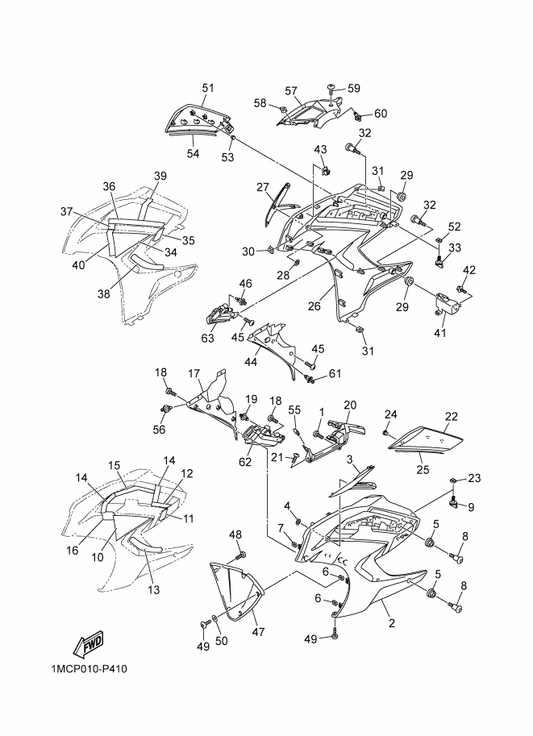 Yamaha 1MC-2830D-00-P7 Visor, Side 2 — shown on the Cowling 2 parts diagram