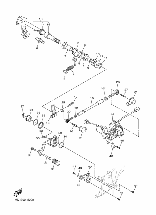Yamaha 90170-08358 Nut — shown on the Shift Shaft parts diagram