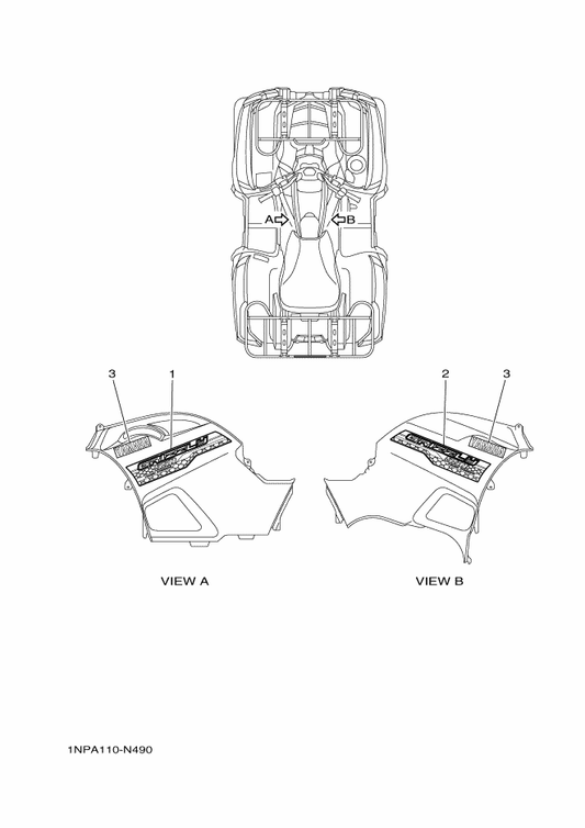 Yamaha 1NP-F1782-00 Emblem 2 — shown on the Graphics parts diagram