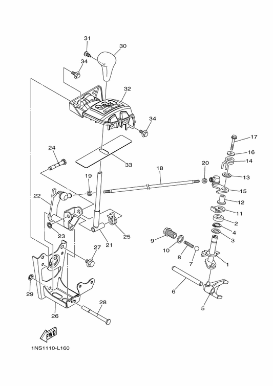 Yamaha 2A6-18535-00 Bar, Shift Fork Guide 2 — shown on the Shift Shaft parts diagram