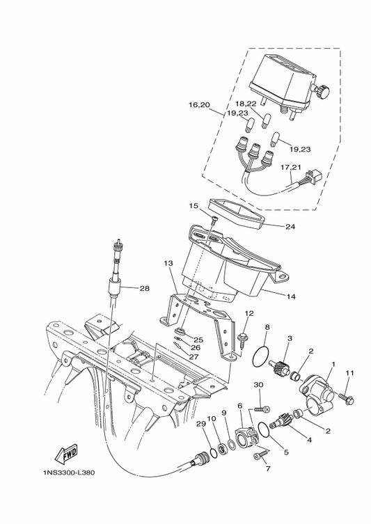 Yamaha 12S-83570-00 Speedometer Assy — shown on the Meter parts diagram