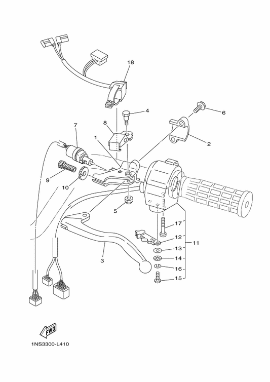 Yamaha 5FU-2589F-00 Bolt, Lever — shown on the Handle Switch & Lever parts diagram