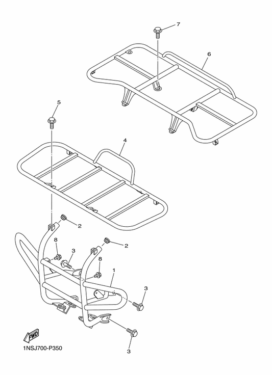 Yamaha 1NS-F4842-00 Carrier, Rear — shown on the Guard parts diagram