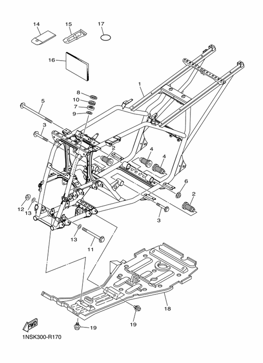 Yamaha 1NS-F1110-00 Frame Comp. — shown on the Frame parts diagram