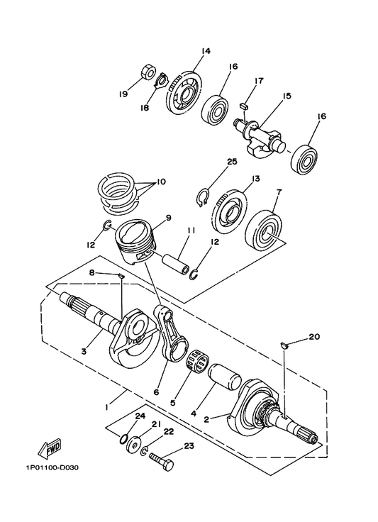 Yamaha 5XG-E1454-00 Weight 1 — shown on the Crankshaft & Piston parts diagram