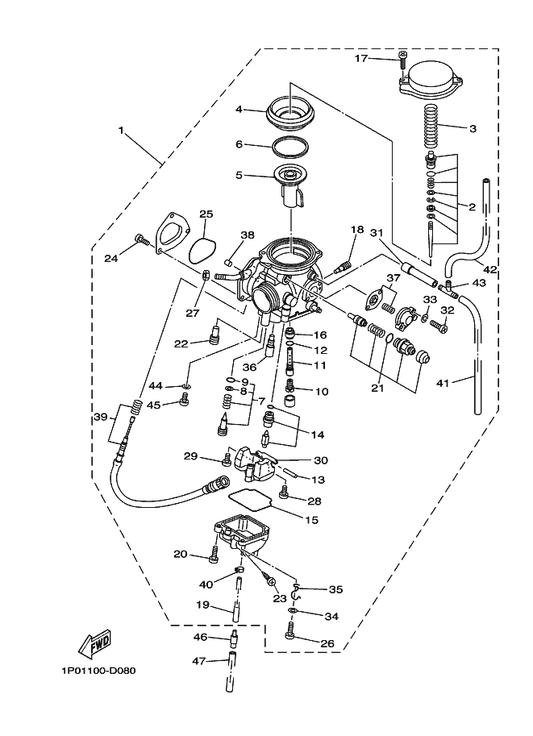Yamaha 5UH-1410A-00 . Starter Set — shown on the Carburetor parts diagram