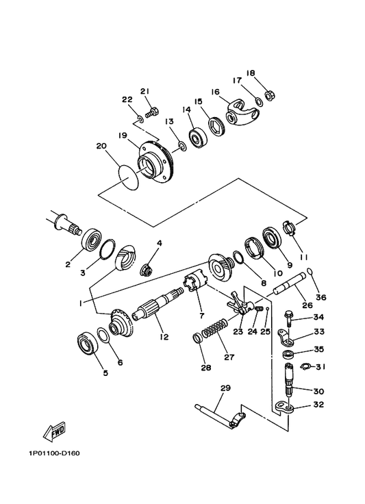 Yamaha 52G-17967-30 Shim, (0.2T) — shown on the Middle Drive Gear parts diagram