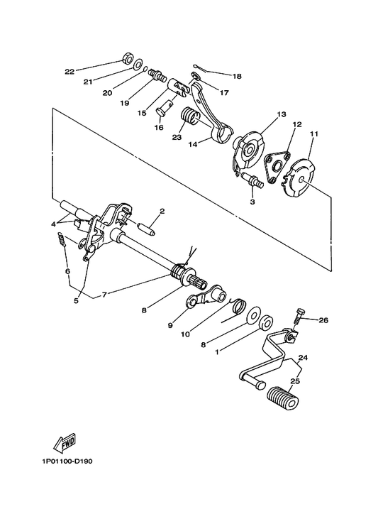 Yamaha 93608-30839 Pin, Dowel — shown on the Shift Shaft parts diagram