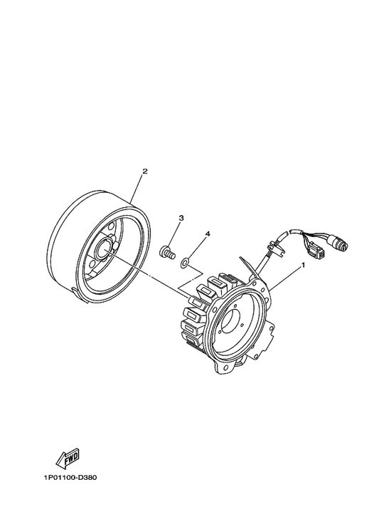 Yamaha 1P0-H1410-00 Stator Assy — shown on the Generator parts diagram