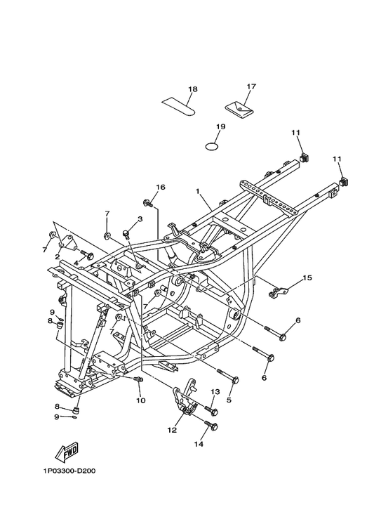 Yamaha 90105-088A7 Bolt, Flange — shown on the Frame parts diagram