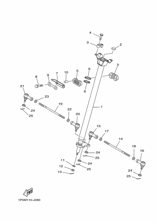 Yamaha 1P0-23831-00 Rod, Tie — shown on the Steering parts diagram