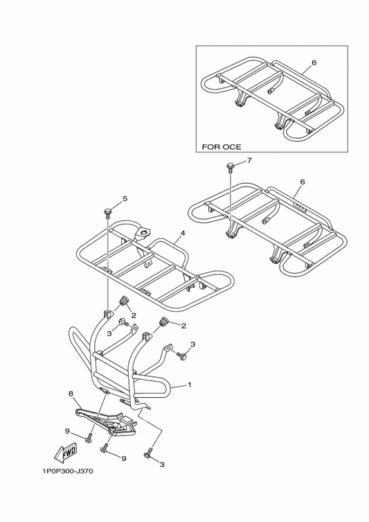 Yamaha 1P0-F845N-00 Bar, Carry Front — shown on the Guard parts diagram