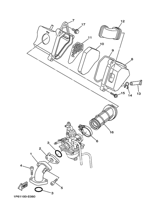Yamaha 1P6-E3575-00 Band — shown on the Intake parts diagram