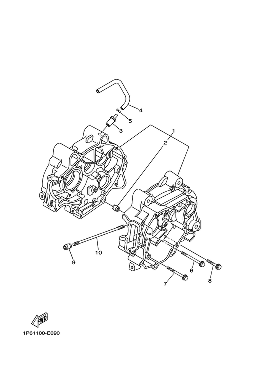 Yamaha 1P6-E531A-00 Hose, Breather 1 — shown on the Crankcase parts diagram