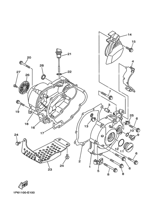 Yamaha 90340-14818 Plug, Straight Screw — shown on the Crankcase Cover 1 parts diagram
