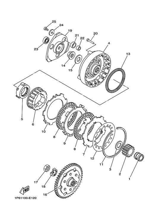 Yamaha 1P6-E6170-00 Primary Driven Gear Comp. — shown on the Clutch parts diagram