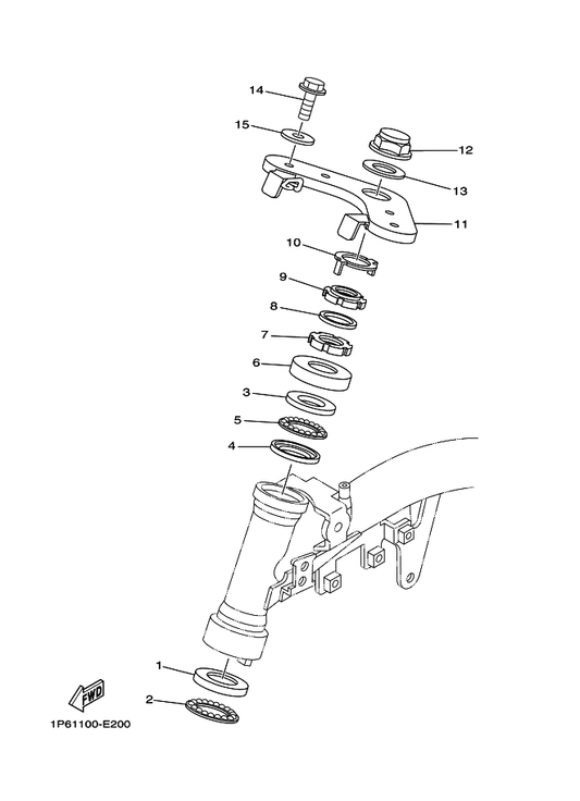 Yamaha 1P6-F3430-00 Handle Crown Comp. — shown on the Steering parts diagram