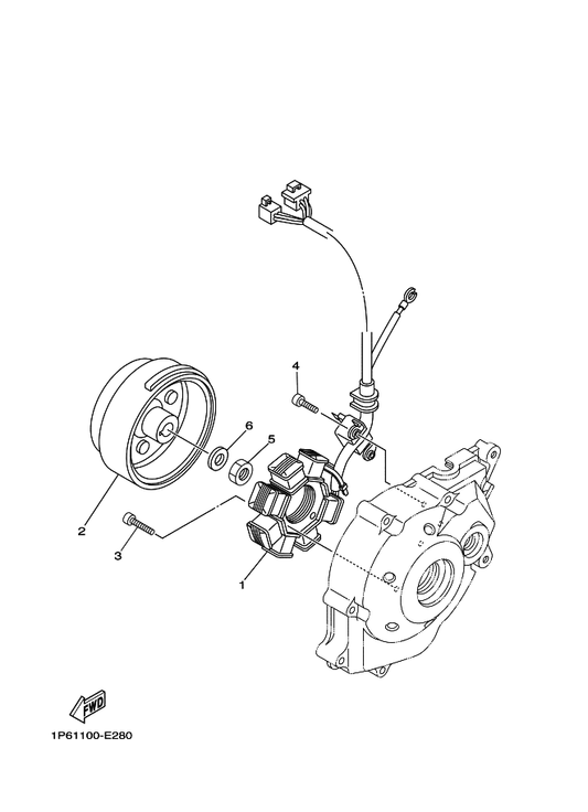 Yamaha 1P6-H1410-01 Stator Assy — shown on the Generator parts diagram