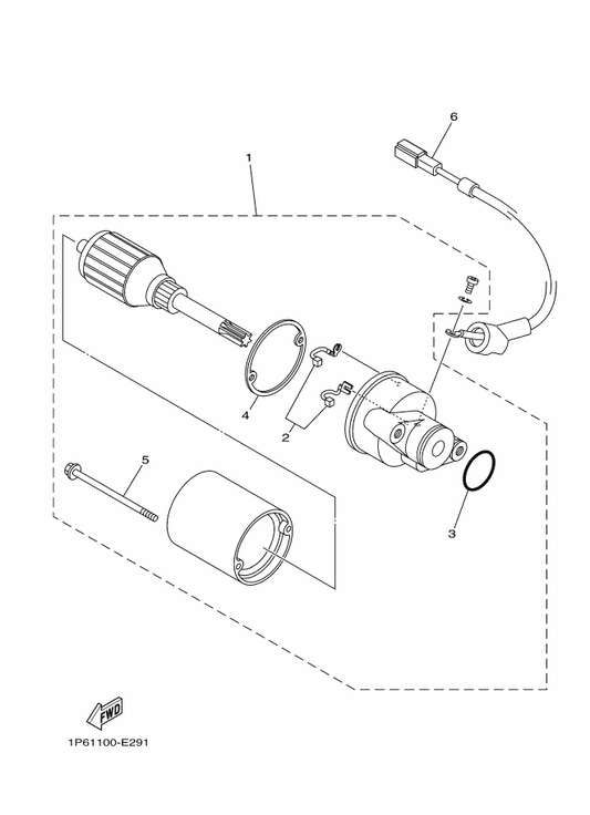 Yamaha 1P6-H1890-00 Motor Assy — shown on the Starting Motor parts diagram