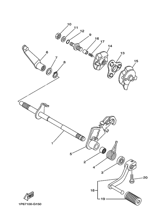 Yamaha 1KL-E8113-00 . Cover, Shift Pedal — shown on the Shift Shaft parts diagram