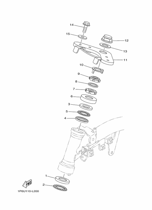 Yamaha 1P6-F3430-10 Handle Crown Comp. — shown on the Steering parts diagram