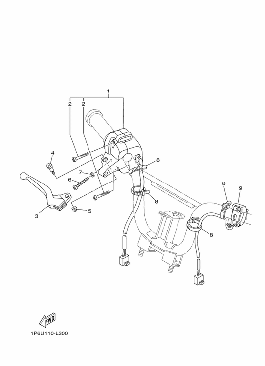 Yamaha 1P6-H259E-20 Switch Assy — shown on the Handle Switch & Lever parts diagram