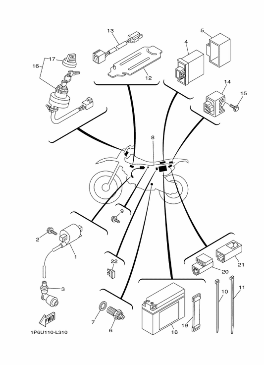 Yamaha 1P6-H2590-01 Wire Harness Assy — shown on the Electrical 1 parts diagram