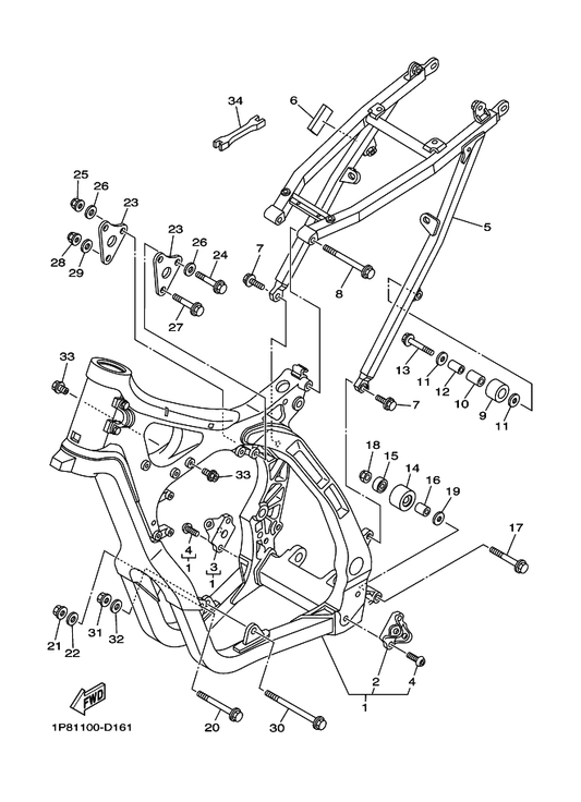 Yamaha 90149-10022 . Screw — shown on the Frame parts diagram