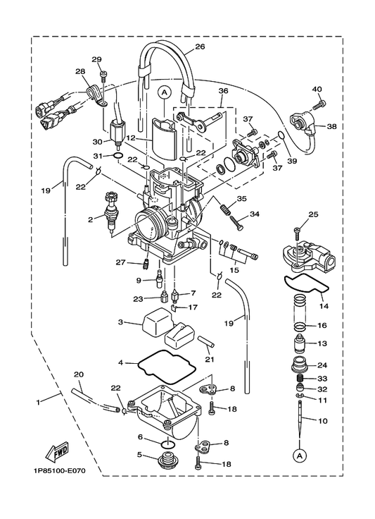 Yamaha 1P8-14208-00 . Lever Comp. 1 — shown on the Carburetor parts diagram