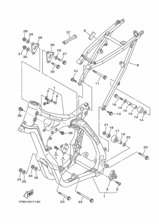 Yamaha 1P8-21101-50 Front Frame Comp. — shown on the Frame parts diagram