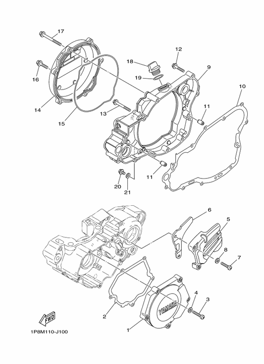 Yamaha 5CU-15411-10 Cover, Crankcase 1 — shown on the Crankcase Cover 1 parts diagram