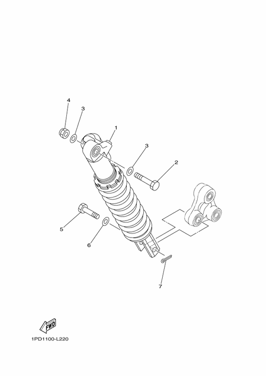 Yamaha 90102-12003 Bolt, With Hole — shown on the Rear Suspension parts diagram