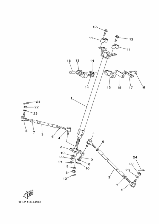 Yamaha 1S3-23813-10 Column, Steering 2 — shown on the Steering parts diagram