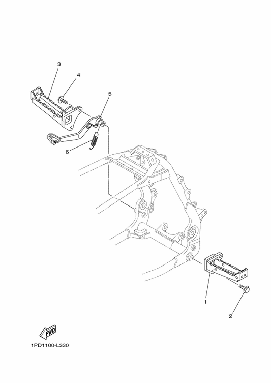 Yamaha 5TG-27211-20 Pedal, Brake — shown on the Stand & Footrest parts diagram