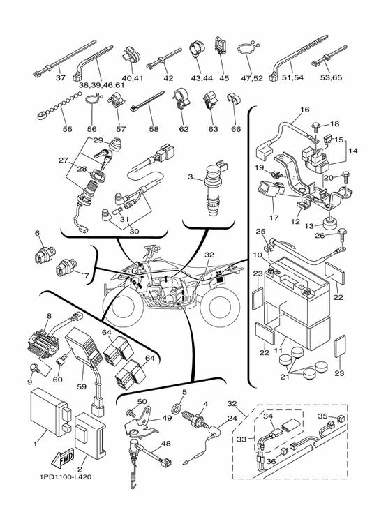 Yamaha 90464-15065 Clamp — shown on the Electrical 1 parts diagram