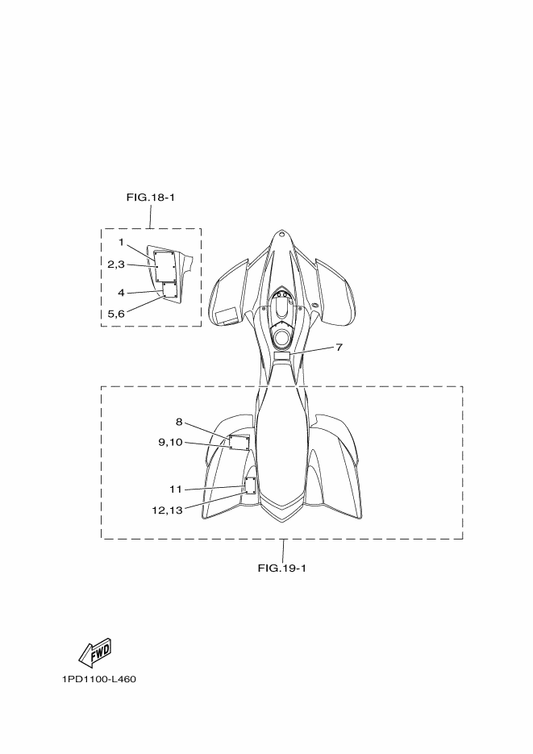 Yamaha 5D3-2816M-M0 Label, Warning Tire & Load — shown on the Emblem & Label 2 parts diagram