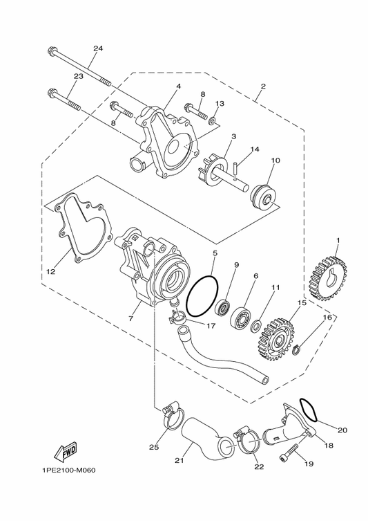 Yamaha 5VK-12459-00 . Gear, Impeller Shaft — shown on the Water Pump parts diagram