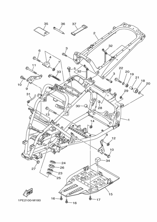 Yamaha 1PE-F1101-09 Front Frame Comp. — shown on the Frame parts diagram