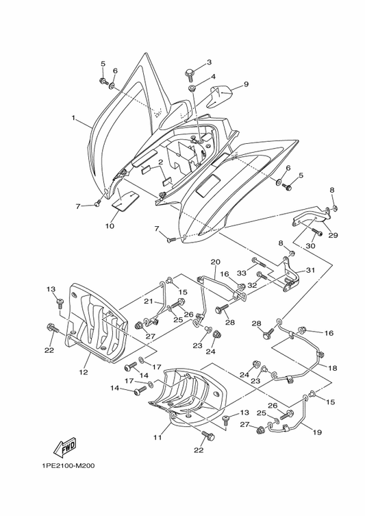 Yamaha 2LS-F1600-20 Rear Fender Assy — shown on the Rear Fender parts diagram