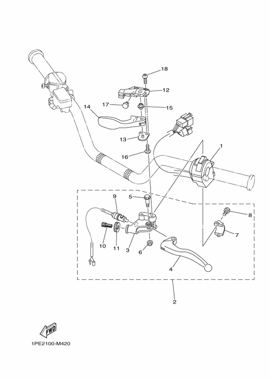 Yamaha 5YT-82910-12 Lever Holder Assy (Left) — shown on the Handle Switch & Lever parts diagram